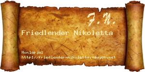 Friedlender Nikoletta névjegykártya